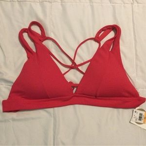 NWT DD Becca by Rebecca Virtue Bikini Top Cherry Pink